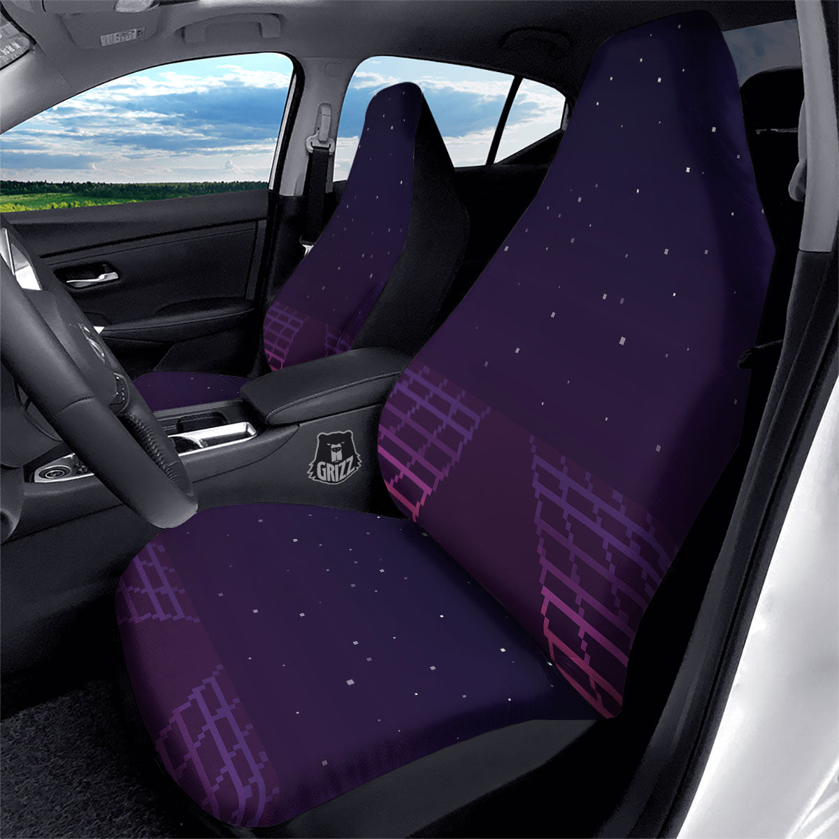 Digital Landscape 8-Bit Pixel Print Car Seat Covers-grizzshop