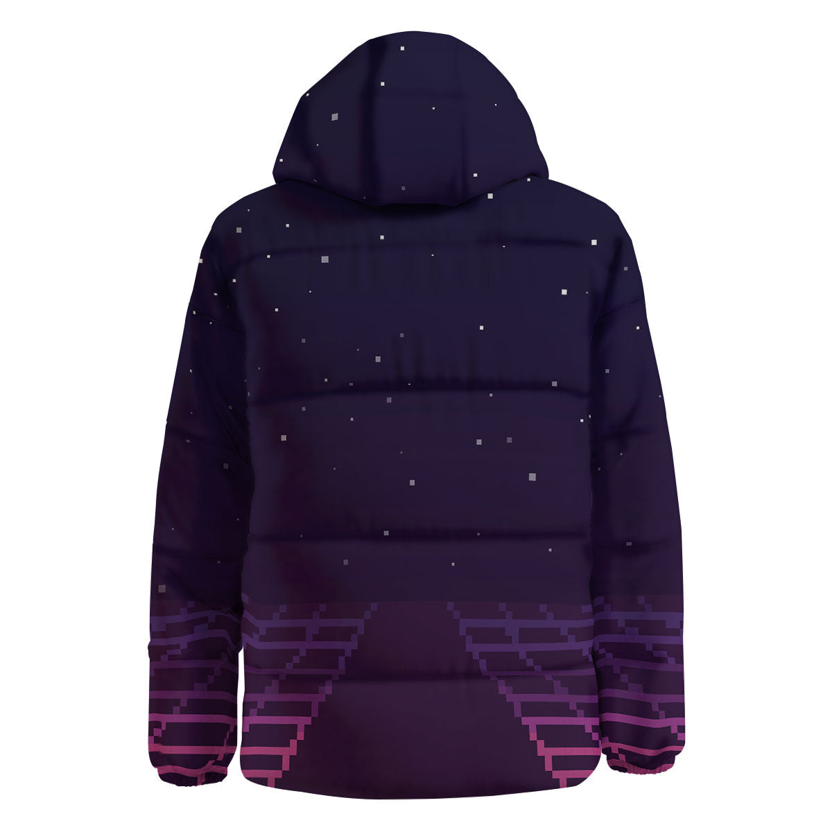 Digital Landscape 8-Bit Pixel Print Down Jacket-grizzshop