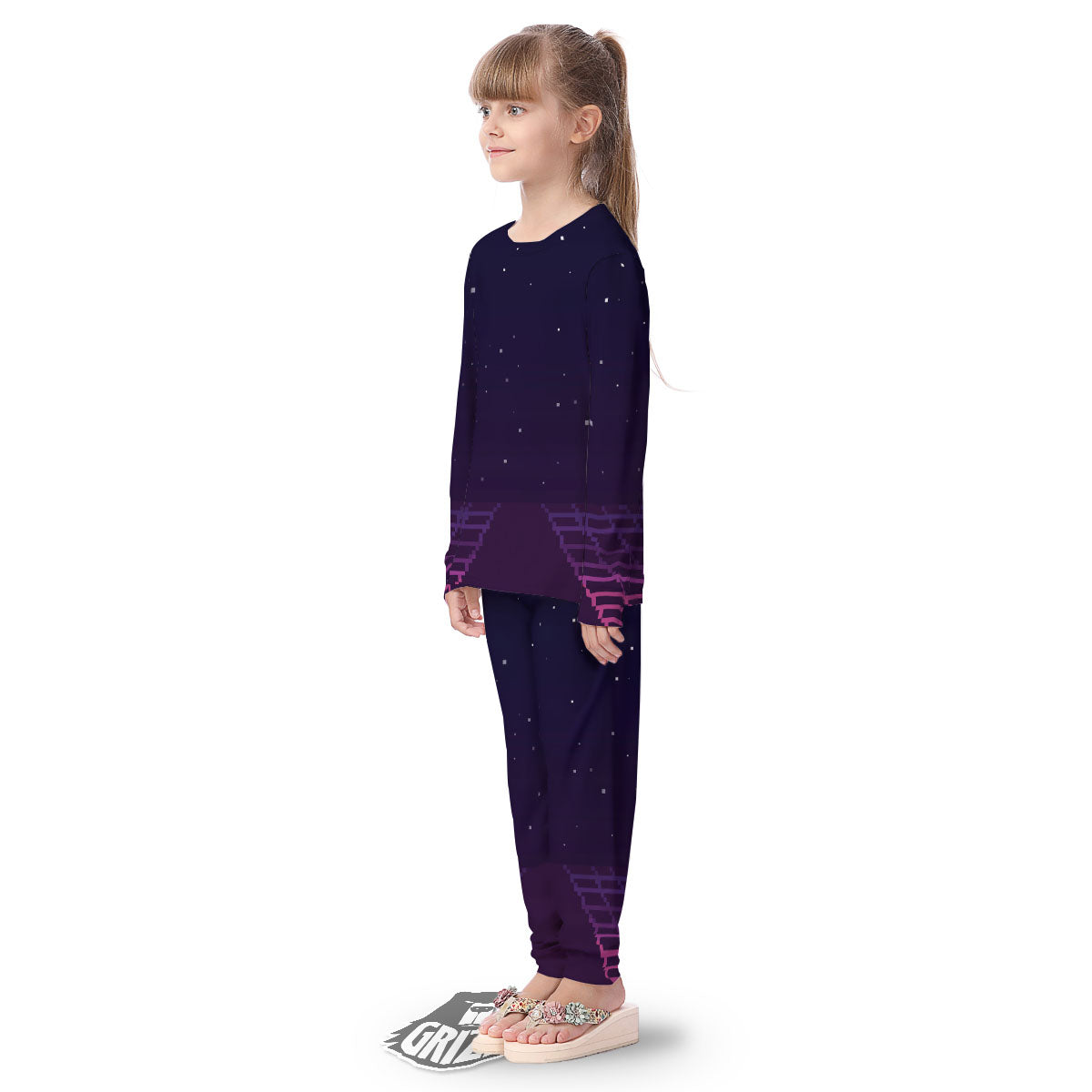 Digital Landscape 8-Bit Pixel Print Kid's Pajamas-grizzshop