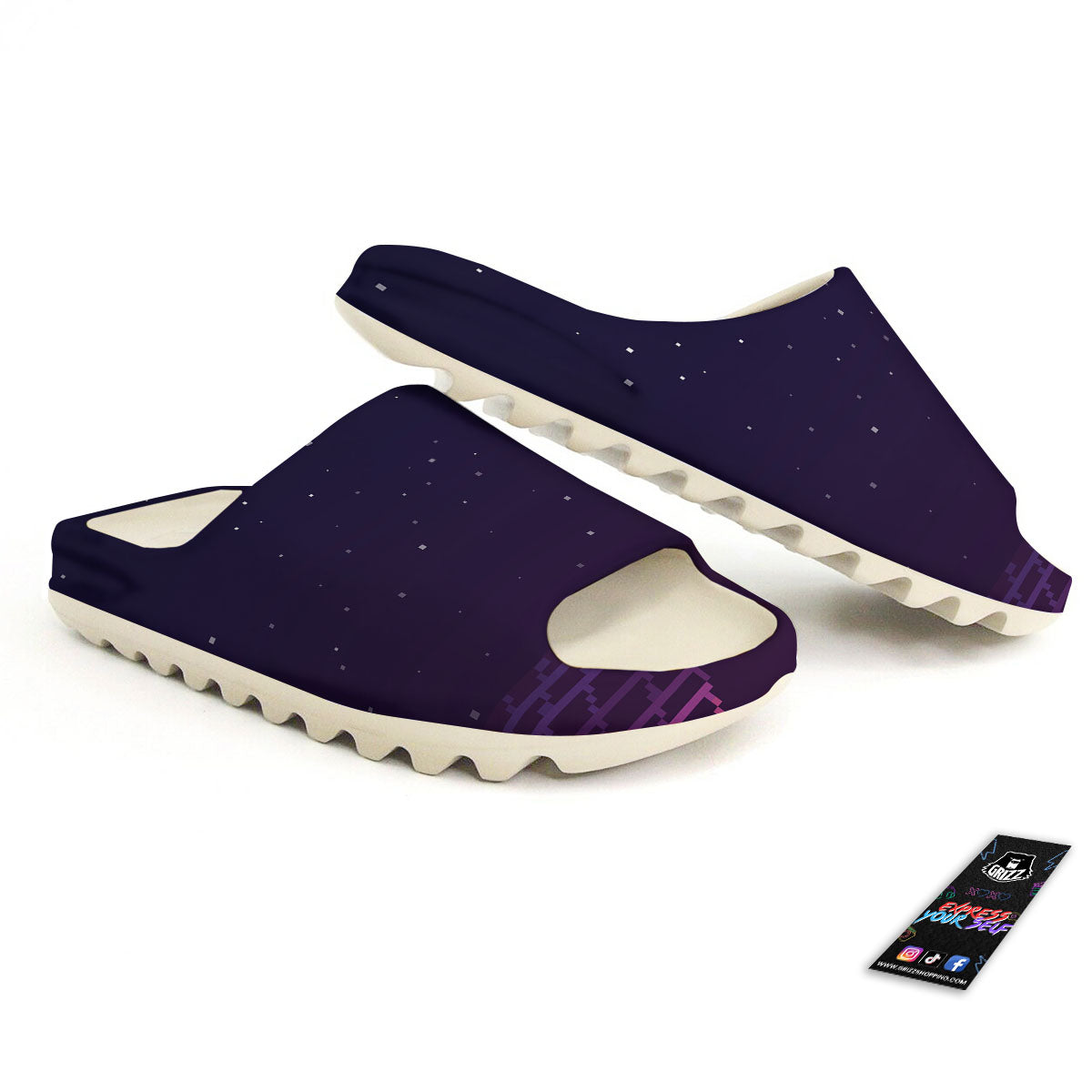 Digital Landscape 8-Bit Pixel Print Sandals-grizzshop