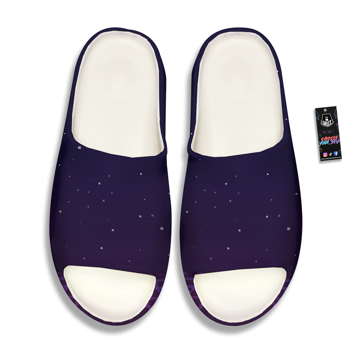 Digital Landscape 8-Bit Pixel Print Sandals-grizzshop