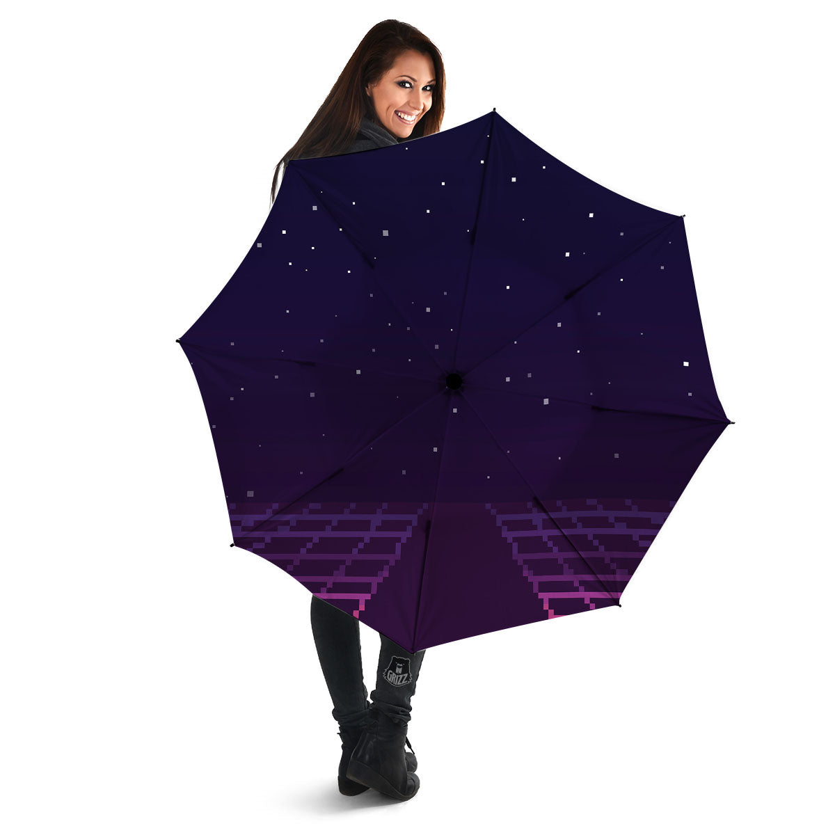 Digital Landscape 8-Bit Pixel Print Umbrella-grizzshop