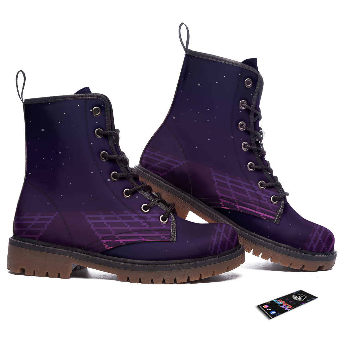 Digital Landscape 8-Bit Pixel Print Work Boots-grizzshop