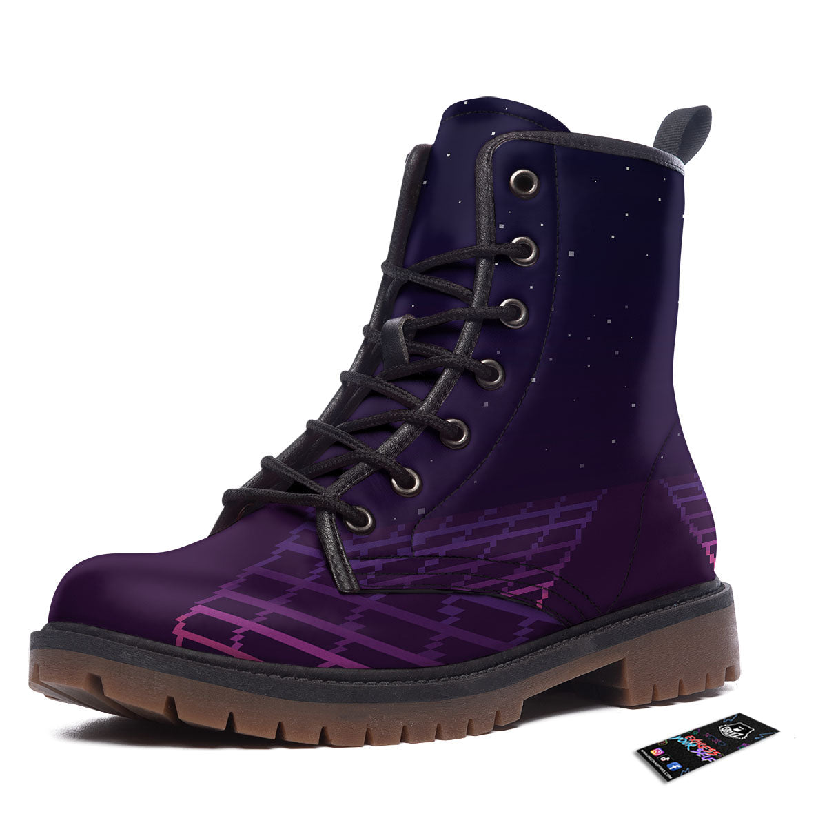 Digital Landscape 8-Bit Pixel Print Work Boots-grizzshop