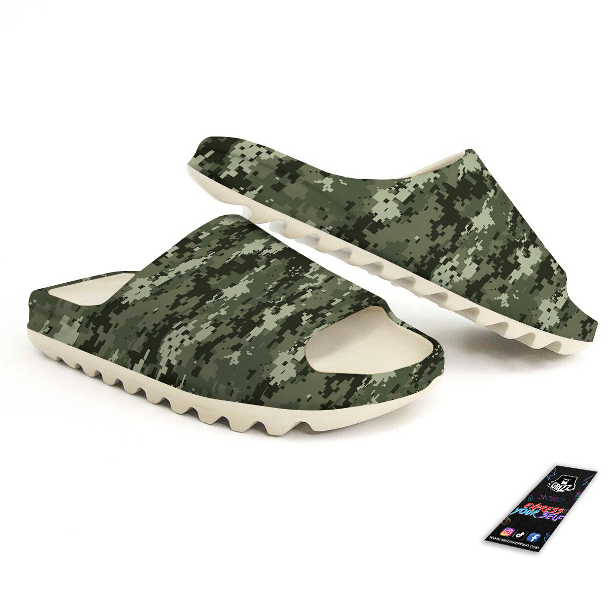 Digital Camo Desert Print Pattern Sandals-grizzshop