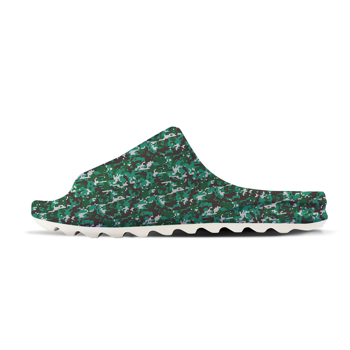 Digital Camo White And Green Print Sandals-grizzshop