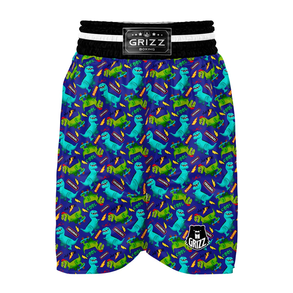 Dino Dinosaur Cartoon Pattern Print Boxing Shorts-grizzshop