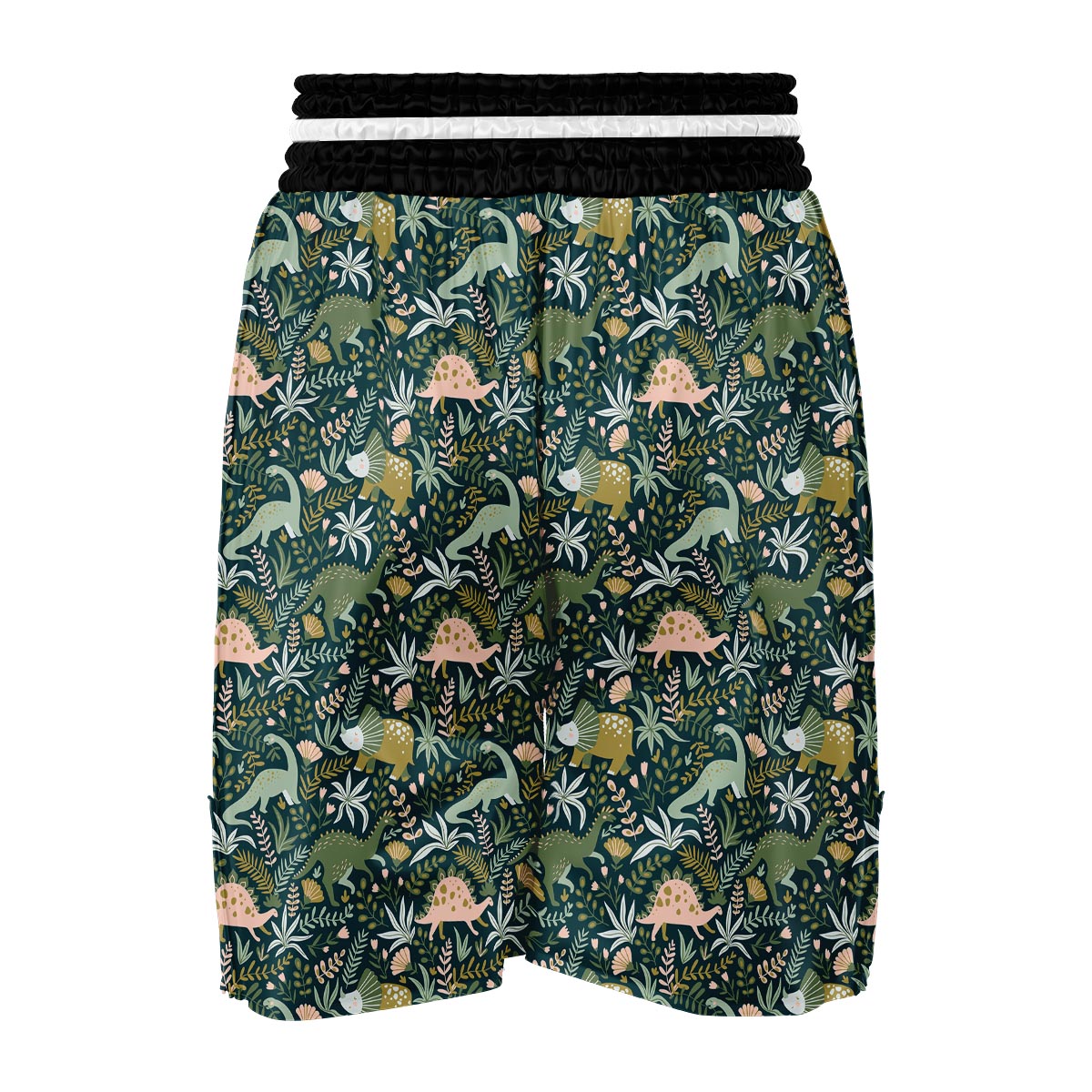 Dino Dinosaur Flower Leaf Pattern Print Boxing Shorts-grizzshop