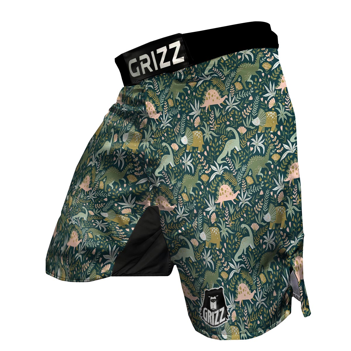 Dino Dinosaur Flower Leaf Pattern Print MMA Shorts-grizzshop