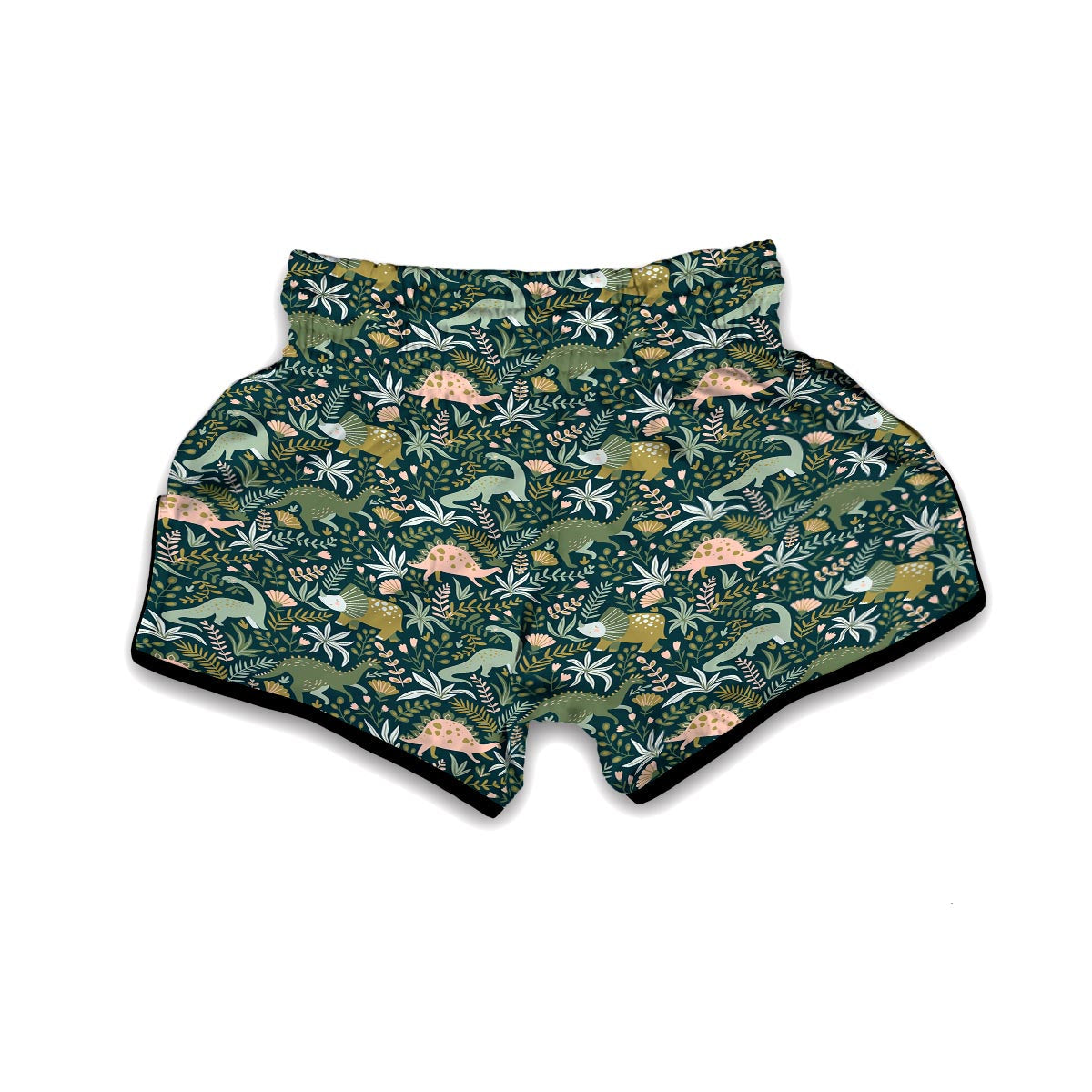 Dino Dinosaur Flower Leaf Pattern Print Muay Thai Boxing Shorts-grizzshop