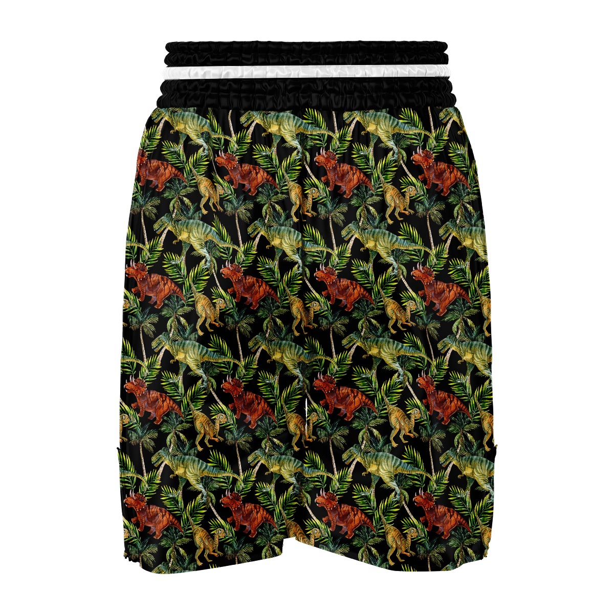 Dino Dinosaur Palm Leaf Pattern Print Boxing Shorts-grizzshop