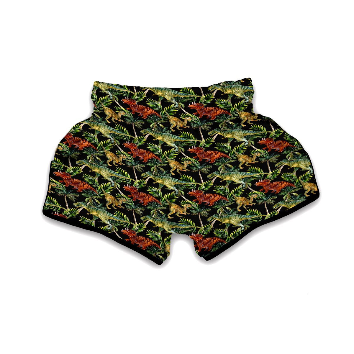 Dino Dinosaur Palm Leaf Pattern Print Muay Thai Boxing Shorts-grizzshop