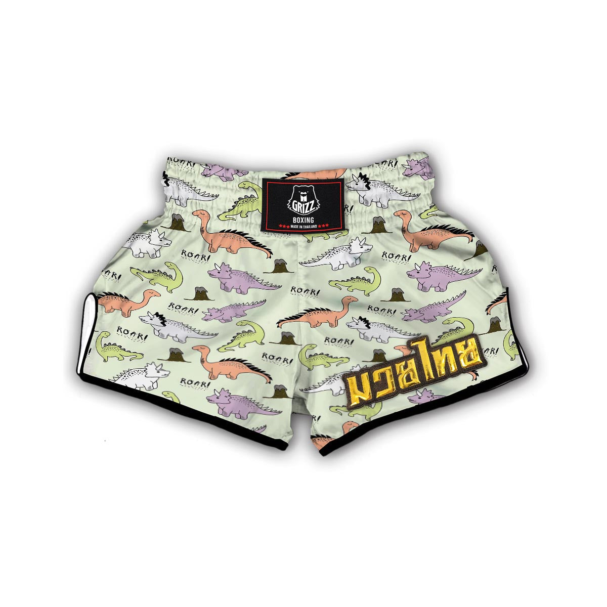 Dino Roar Dinosaur Pattern Print Muay Thai Boxing Shorts-grizzshop