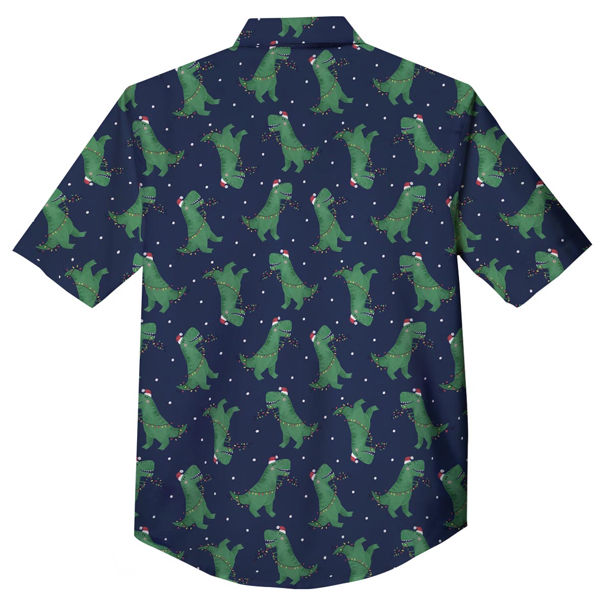 Dino T-Rex Christmas Santa Claus Print Pattern Button Up Shirt-grizzshop