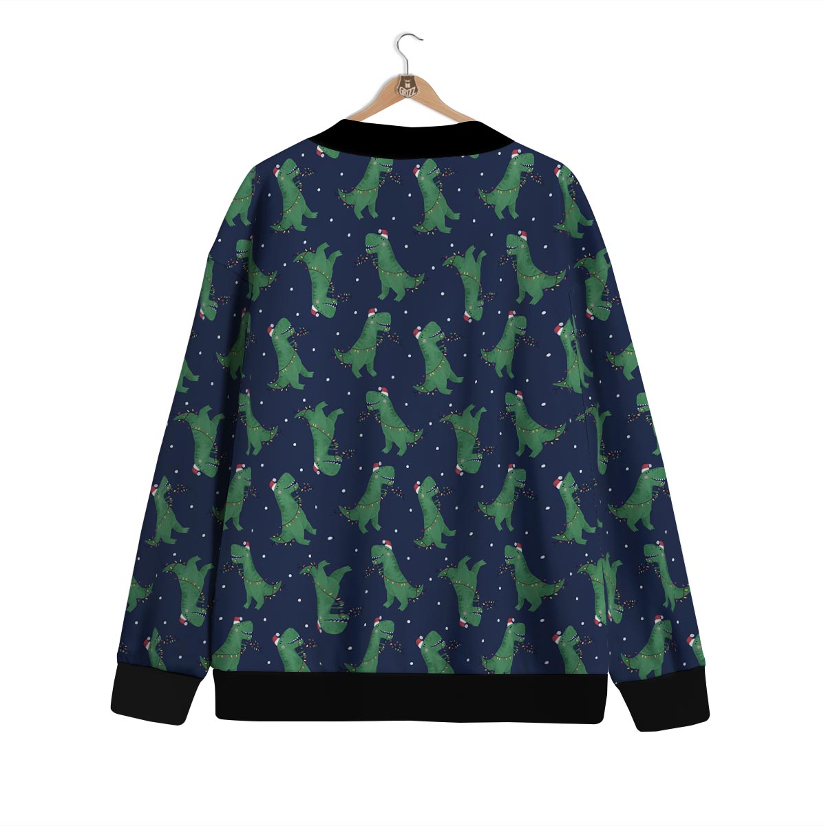 Dino T-Rex Christmas Santa Claus Print Pattern Cardigan-grizzshop