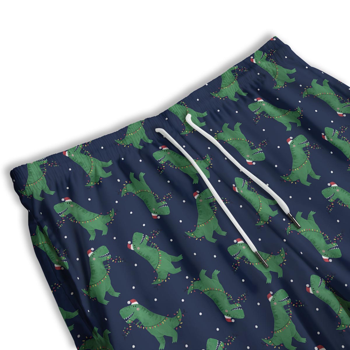 Dino T-Rex Christmas Santa Claus Print Pattern Men's Athletic Shorts