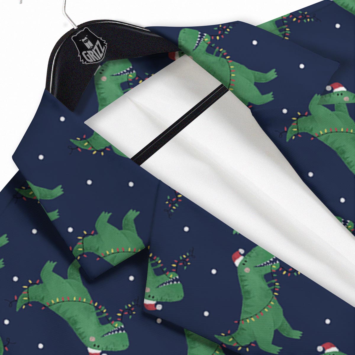 Dino T-Rex Christmas Santa Claus Print Pattern Men's Sport Coat-grizzshop