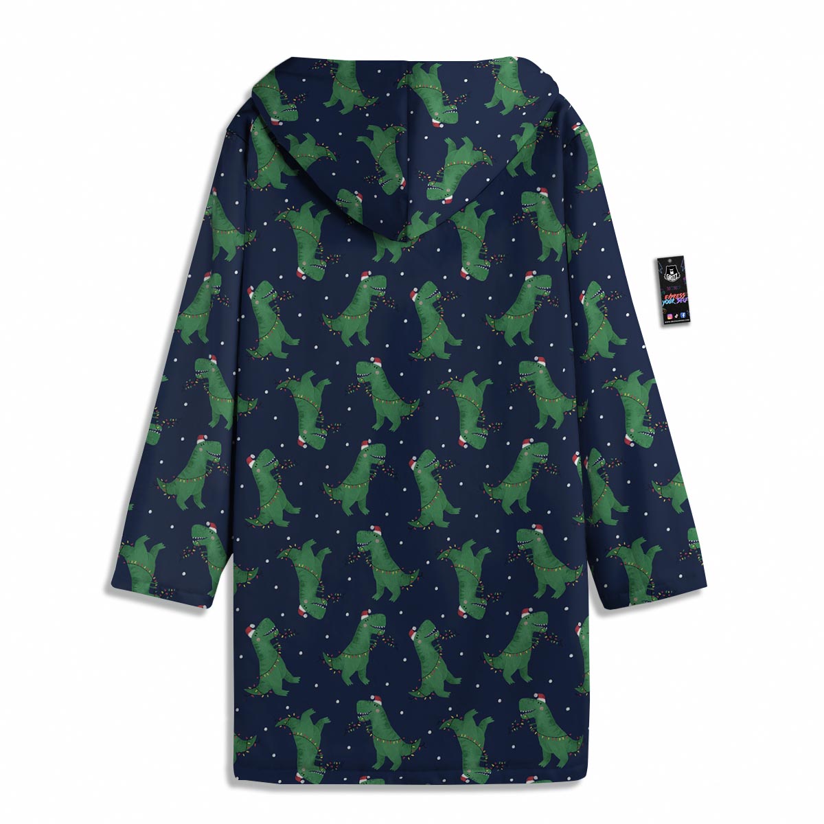 Dino T-Rex Christmas Santa Claus Print Pattern Men's Windbreaker Jacket-grizzshop