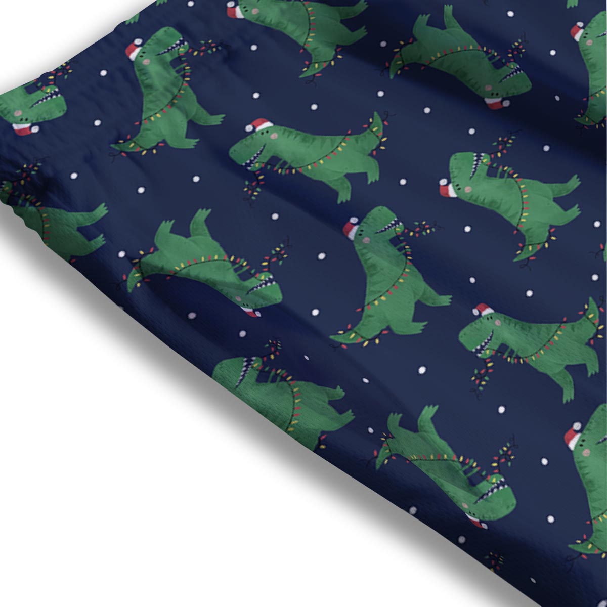 Dino T-Rex Christmas Santa Claus Print Pattern Mesh Shorts