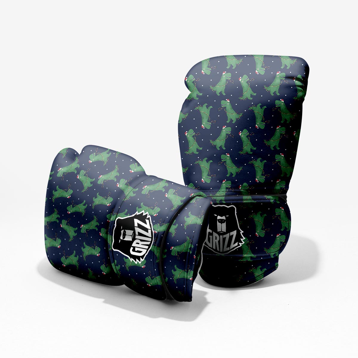 Dino T-Rex Christmas Santa Claus Print Pattern Pro Boxing Glove