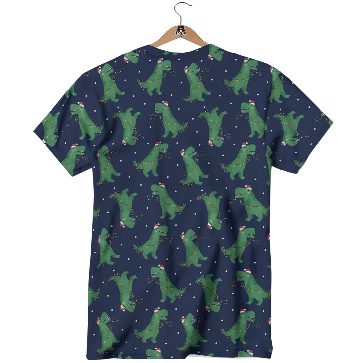 Dino T-Rex Christmas Santa Claus Print Pattern T-Shirt-grizzshop