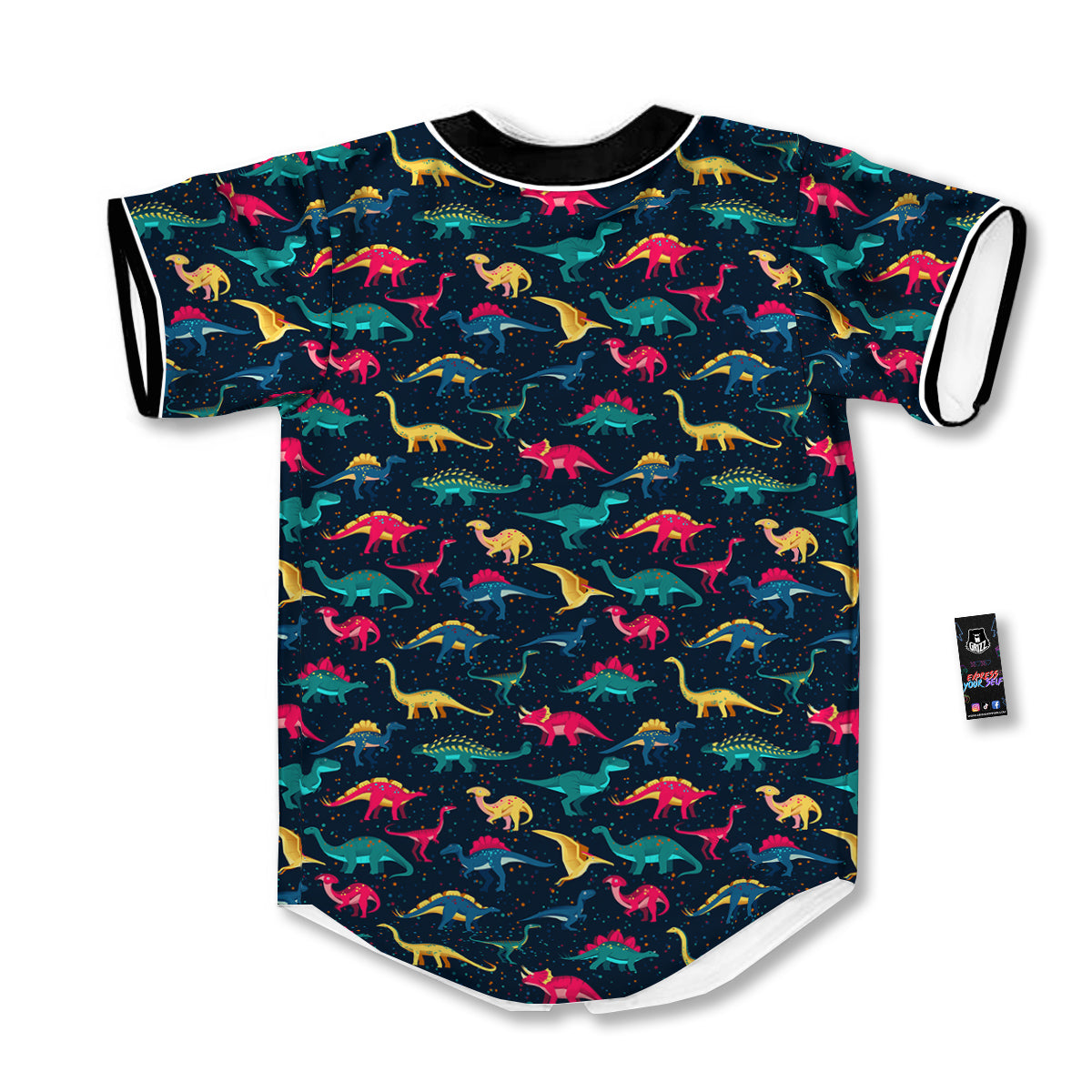 Dinosaur Colorful Print Pattern Baseball Jersey-grizzshop
