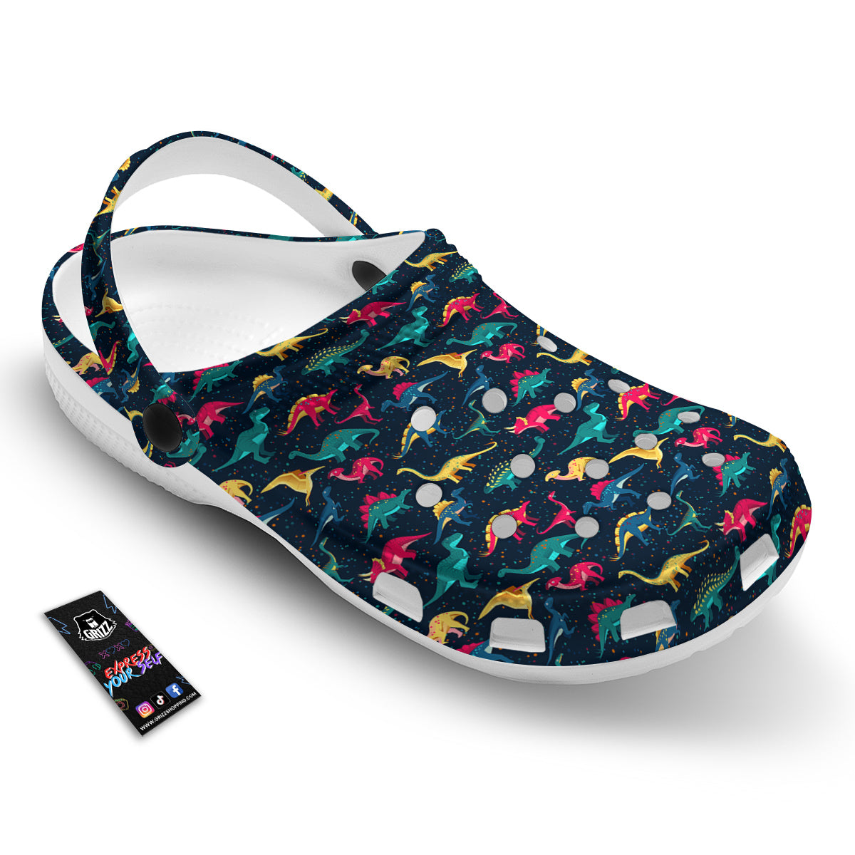 Dinosaur Colorful Print Pattern Clog-grizzshop