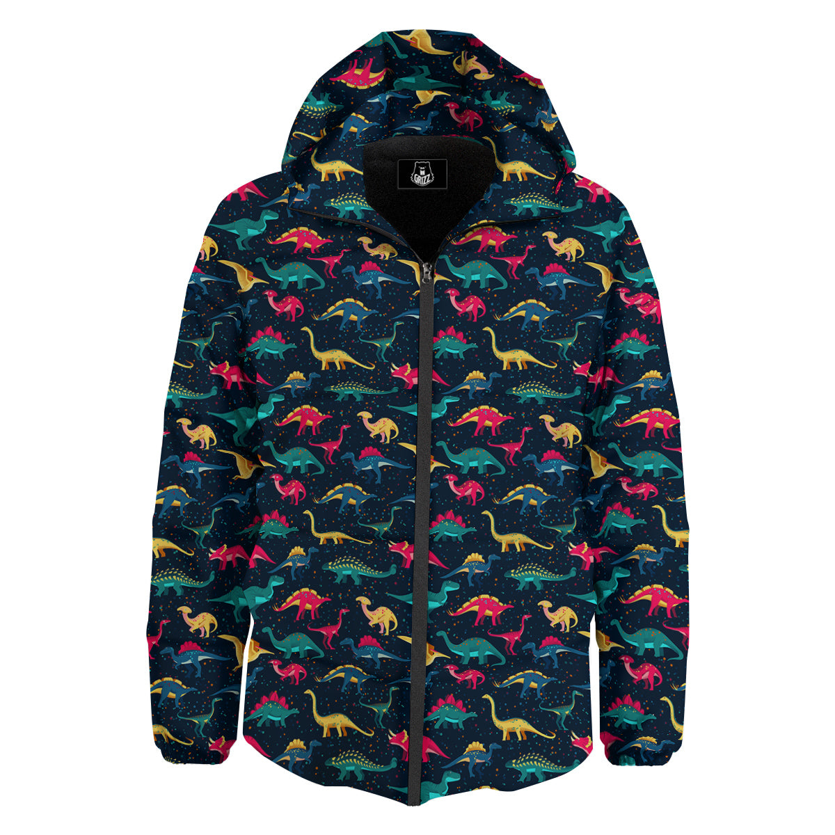 Dinosaur Colorful Print Pattern Down Jacket-grizzshop