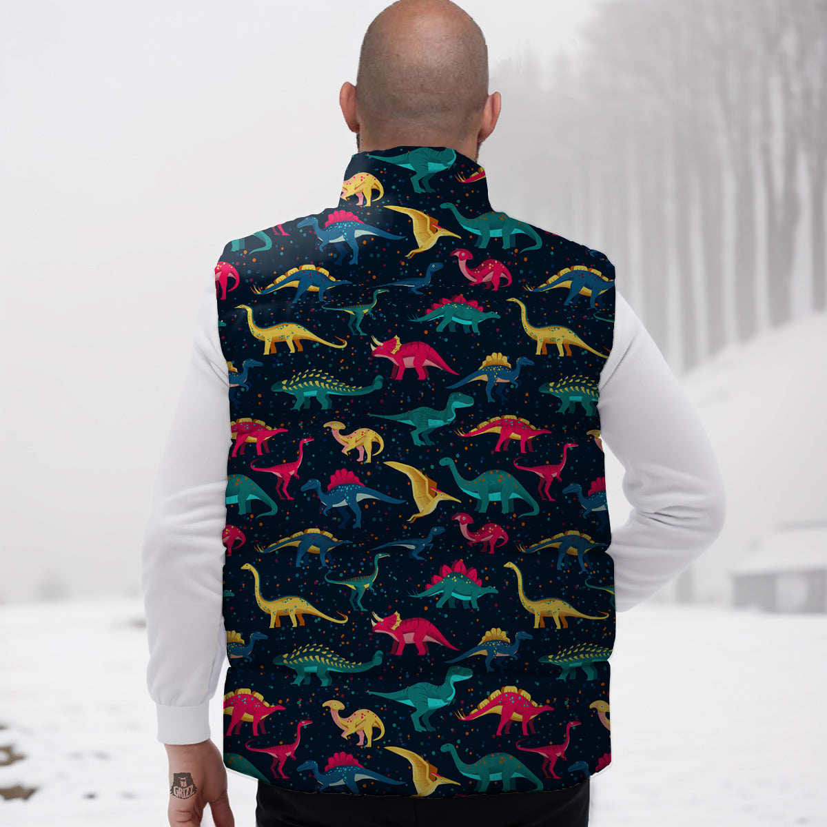 Dinosaur Colorful Print Pattern Down Vest
