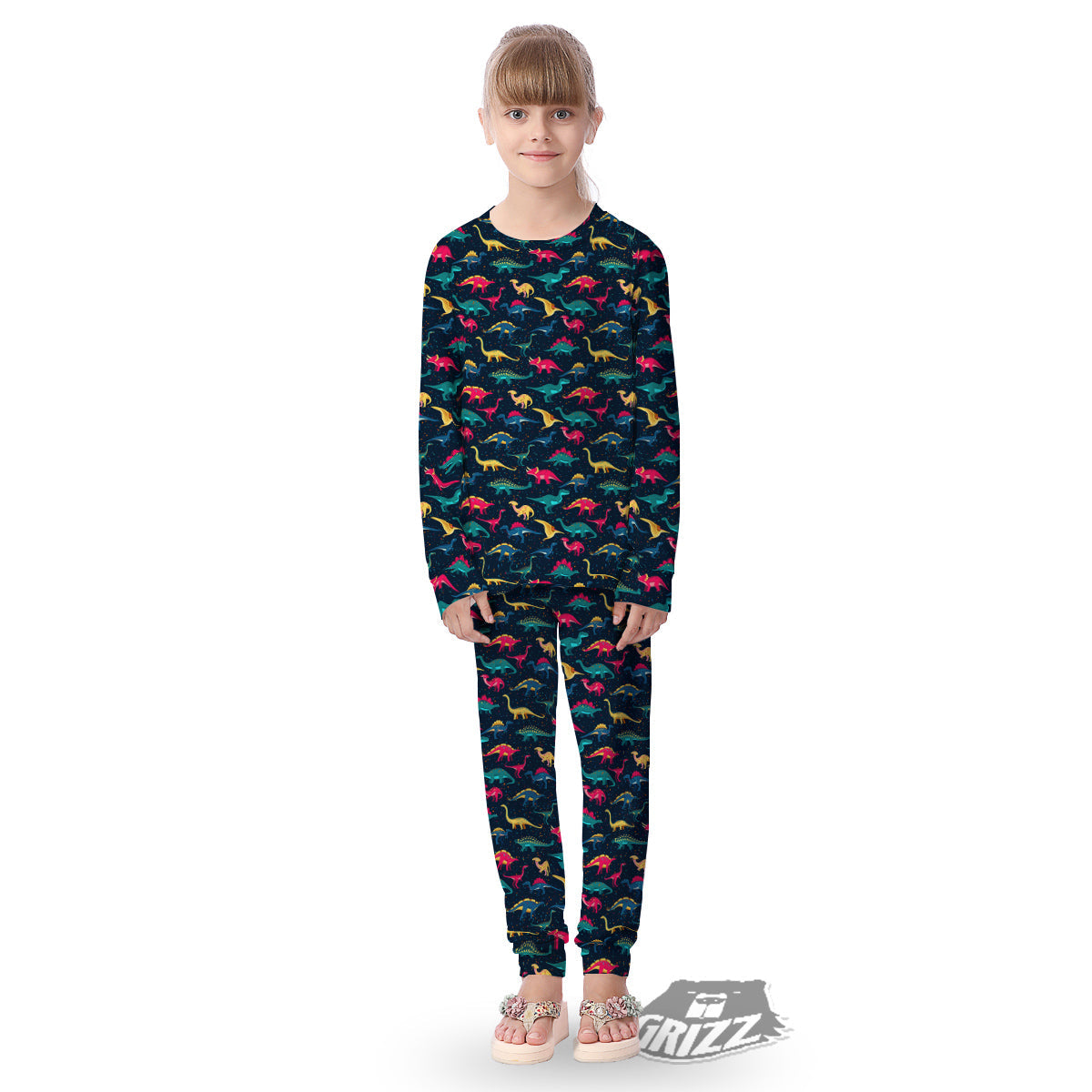 Dinosaur Colorful Print Pattern Kid's Pajamas-grizzshop
