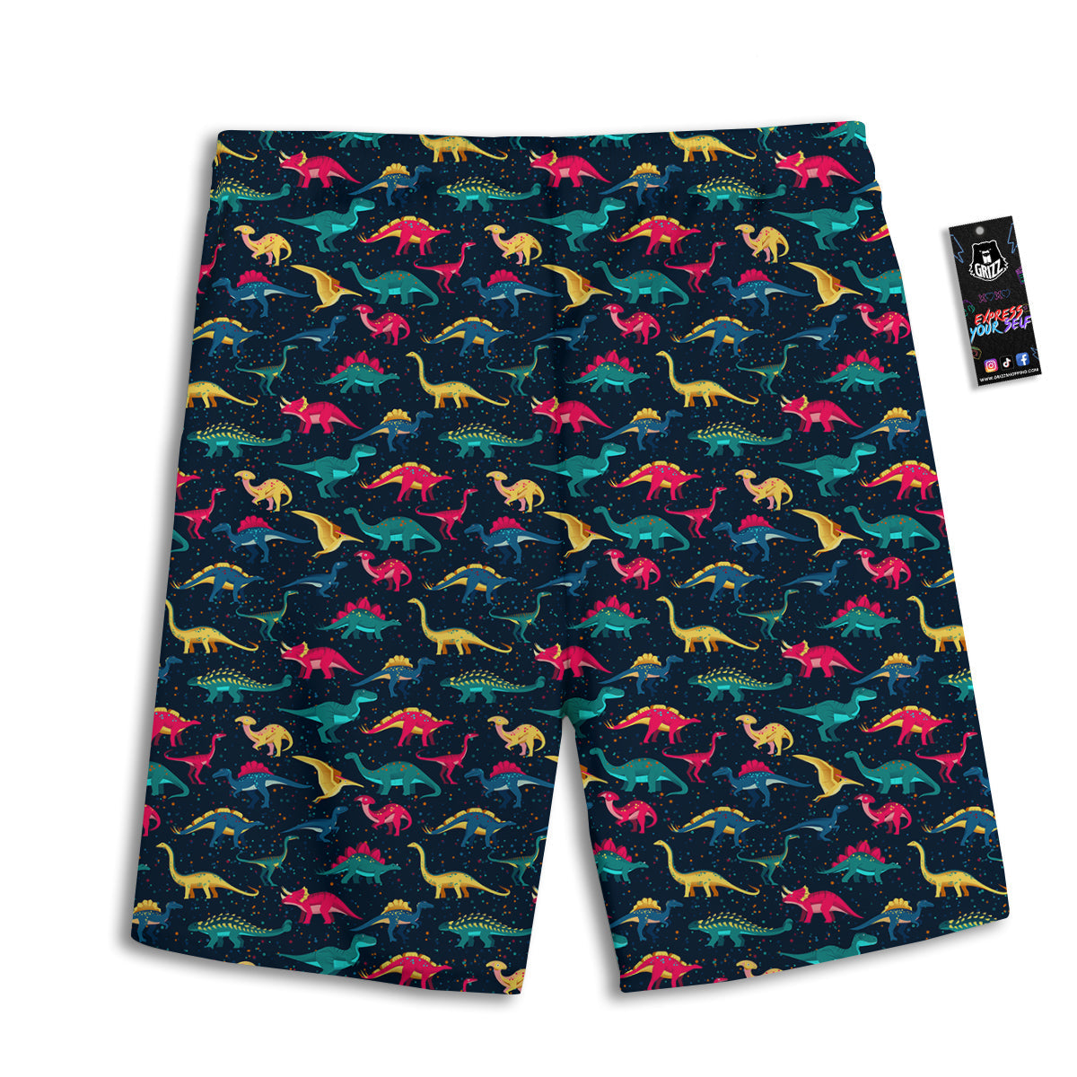 Dinosaur Colorful Print Pattern Men's Athletic Shorts