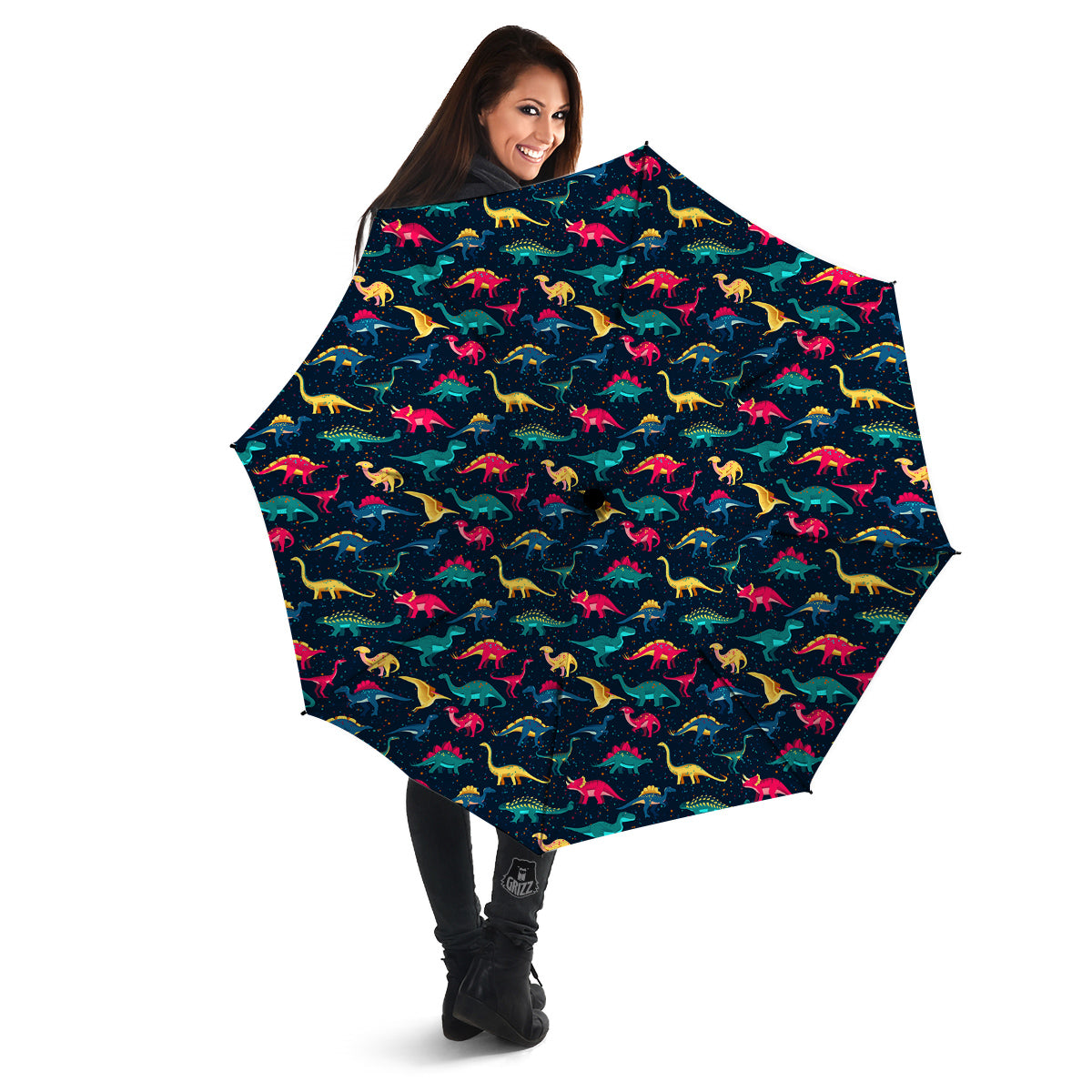 Dinosaur Colorful Print Pattern Umbrella-grizzshop