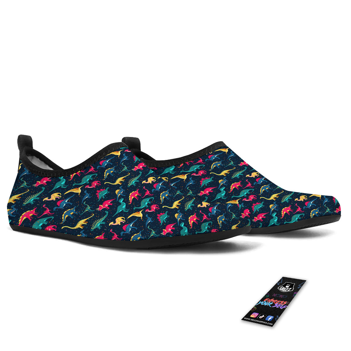 Dinosaur Colorful Print Pattern Water Shoes-grizzshop