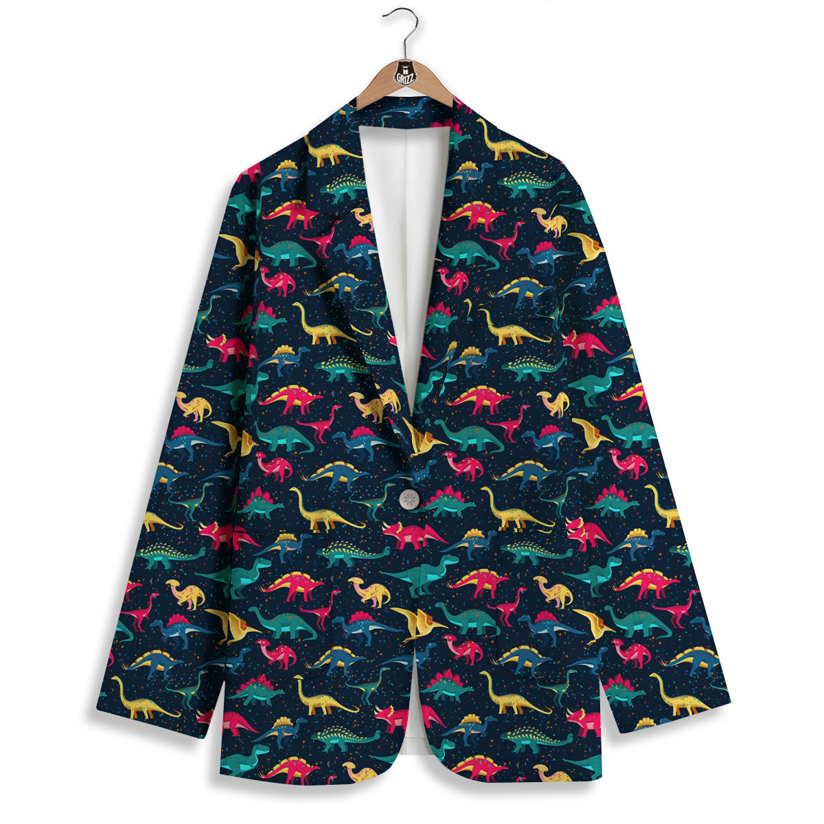 Dinosaur Colorful Print Pattern Women's Blazer-grizzshop
