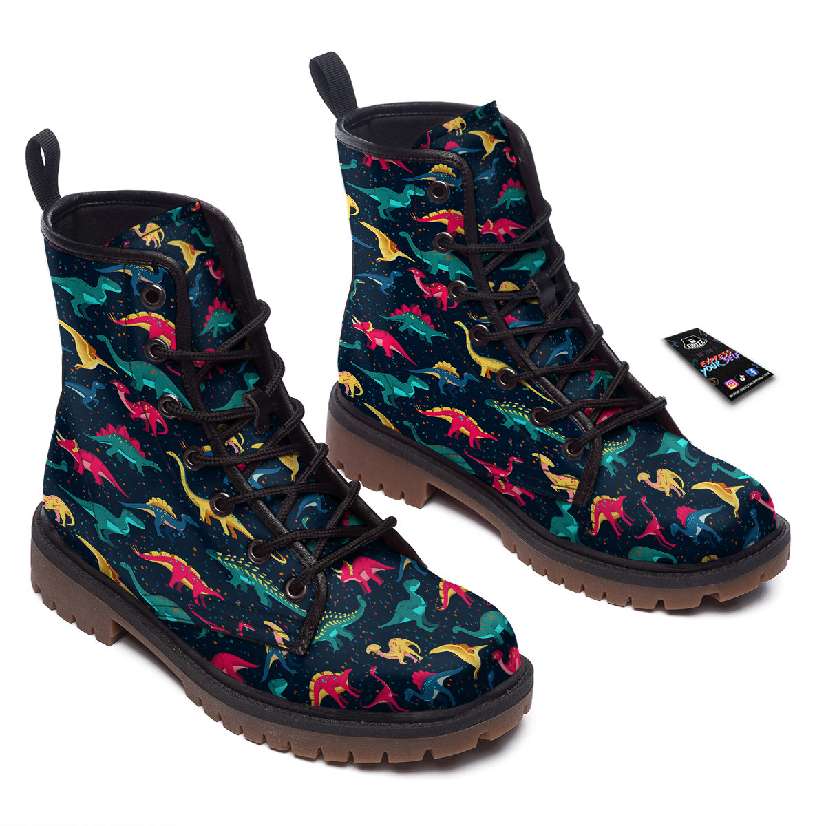 Dinosaur Colorful Print Pattern Work Boots-grizzshop