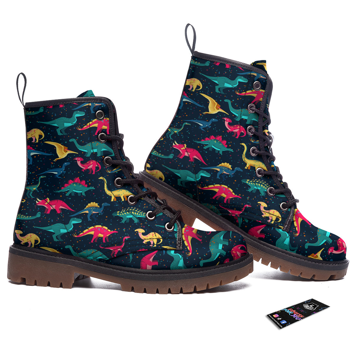 Dinosaur Colorful Print Pattern Work Boots-grizzshop