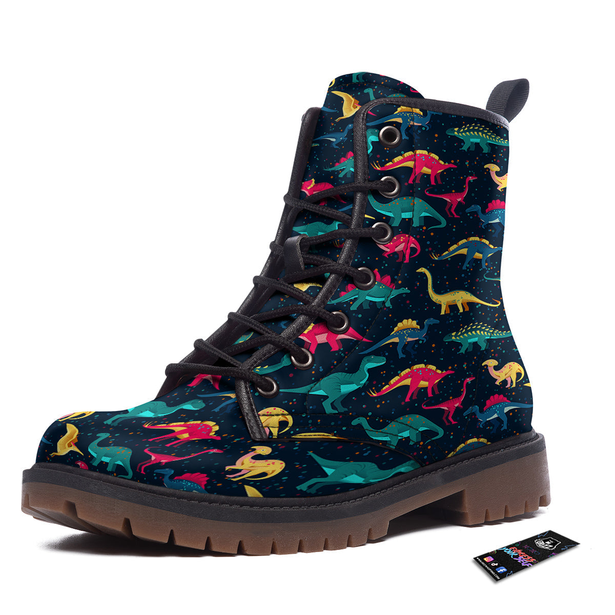 Dinosaur Colorful Print Pattern Work Boots-grizzshop