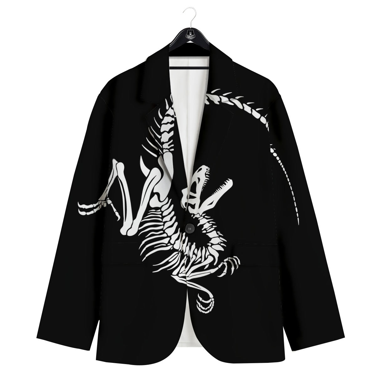 Dinosaur Fossil White And Black Print Men's Sport Coat-grizzshop