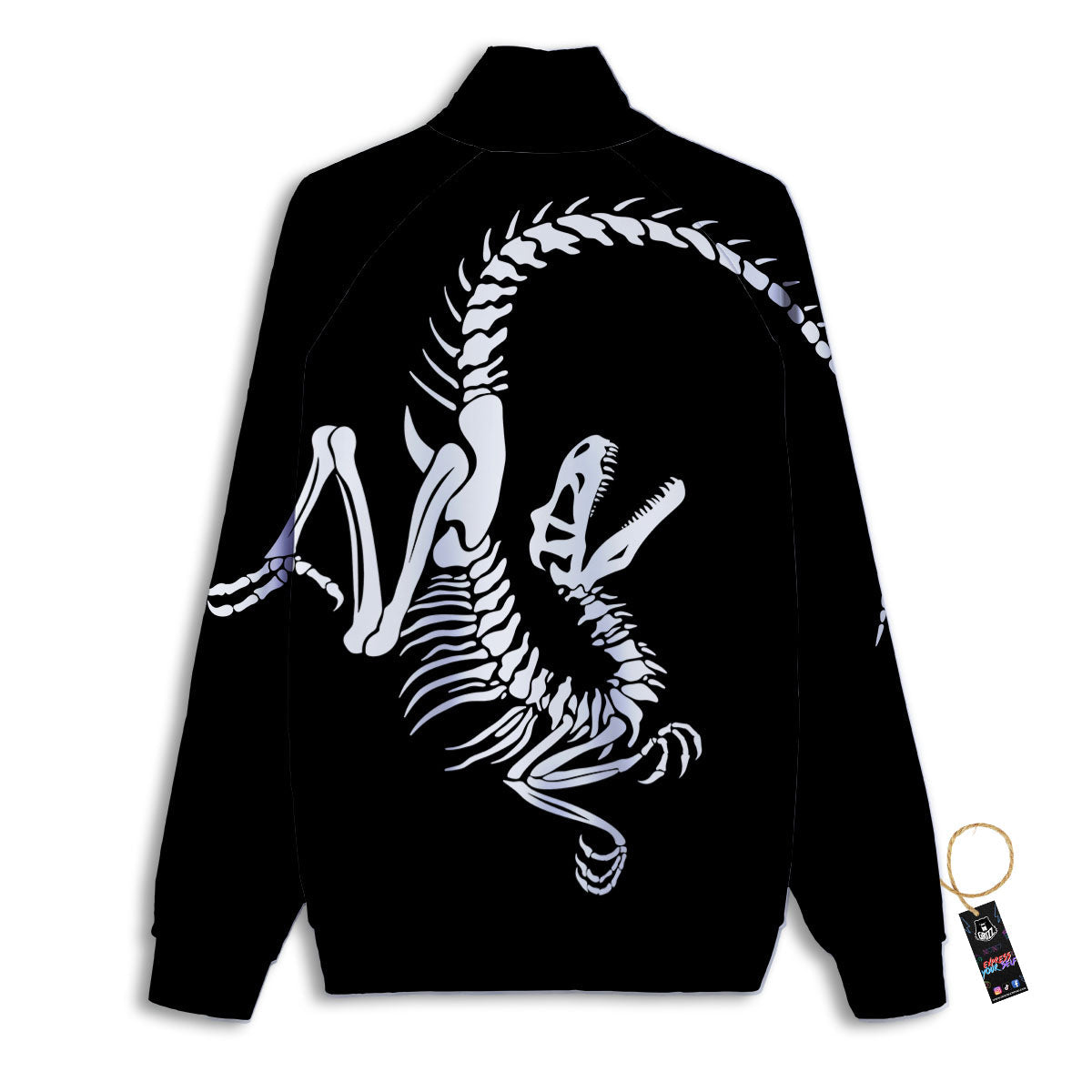 Dinosaur Fossil White And Black Print Track Jacket-grizzshop