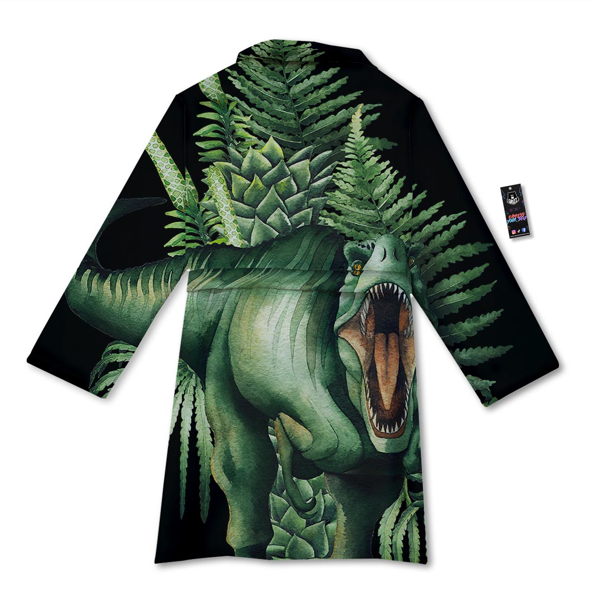 Dinosaur T Rex And Jurassic Plants Print Bathrobe-grizzshop