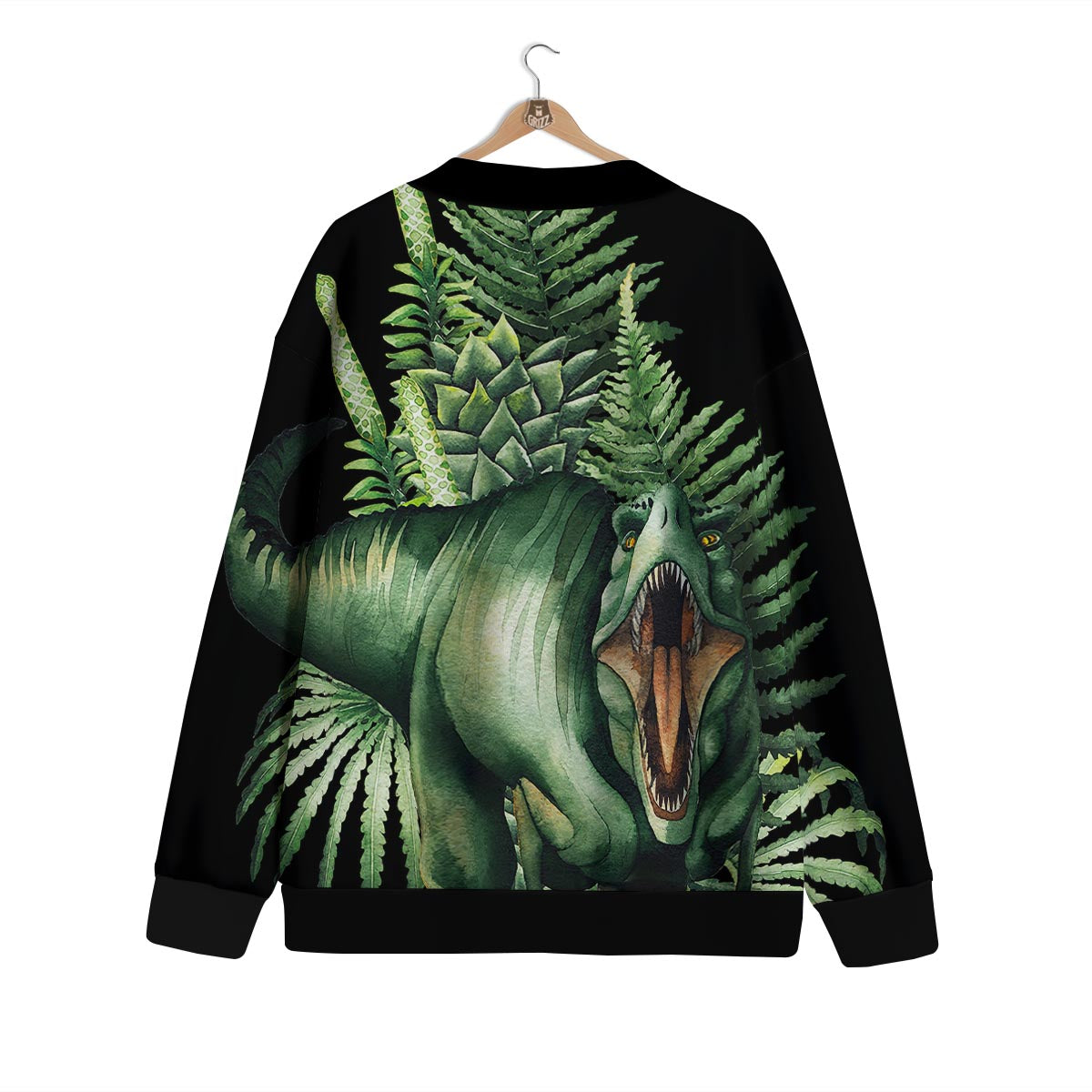 Dinosaur T Rex And Jurassic Plants Print Cardigan-grizzshop