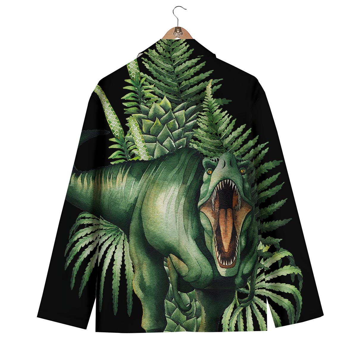 Dinosaur T Rex And Jurassic Plants Print Men's Blazer-grizzshop