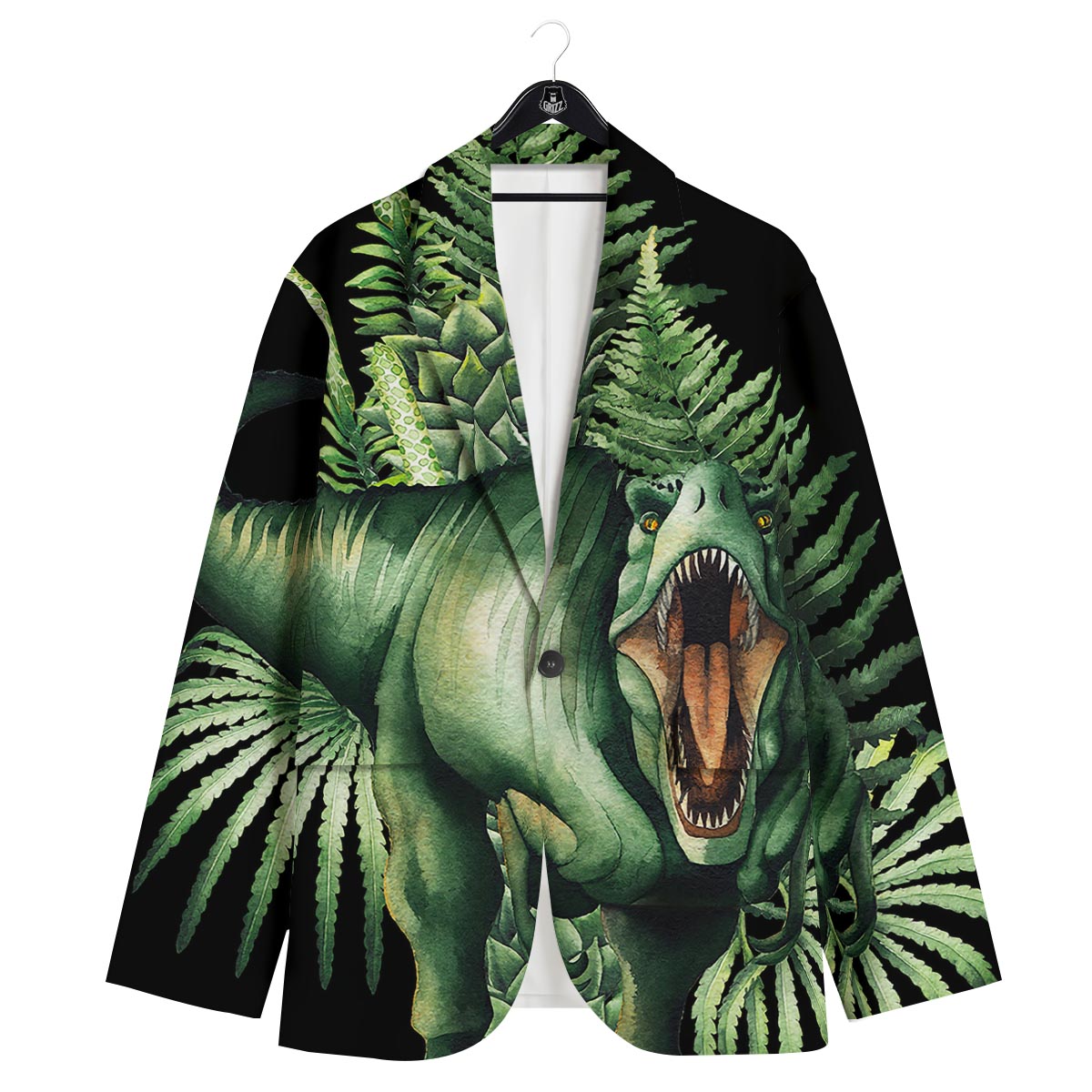 Dinosaur T Rex And Jurassic Plants Print Men's Sport Coat-grizzshop