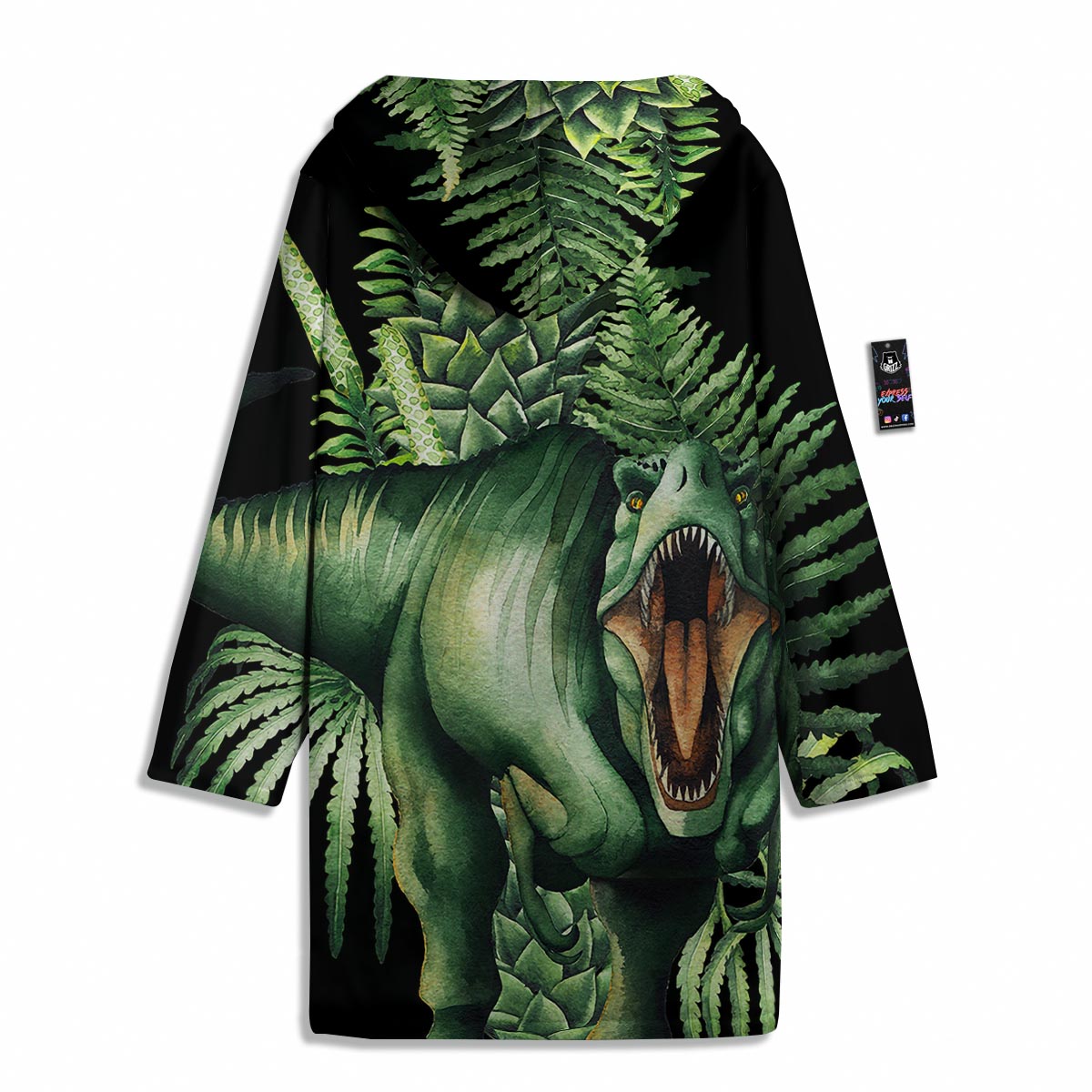 Dinosaur T Rex And Jurassic Plants Print Men's Windbreaker Jacket-grizzshop
