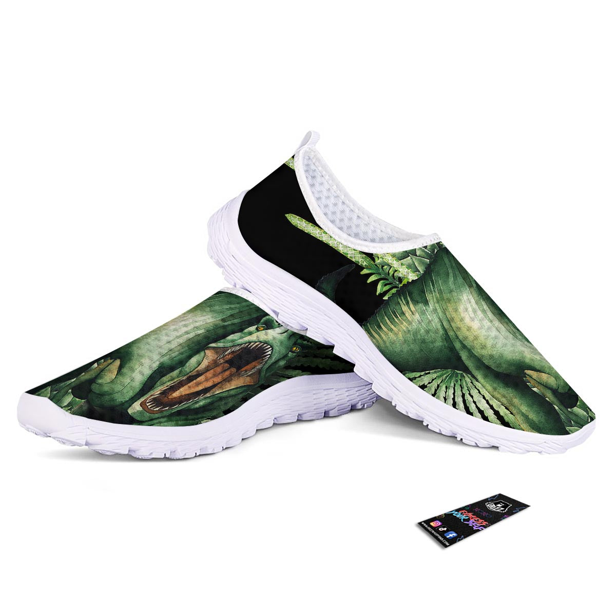 Dinosaur T Rex And Jurassic Plants Print Nurse Shoes-grizzshop