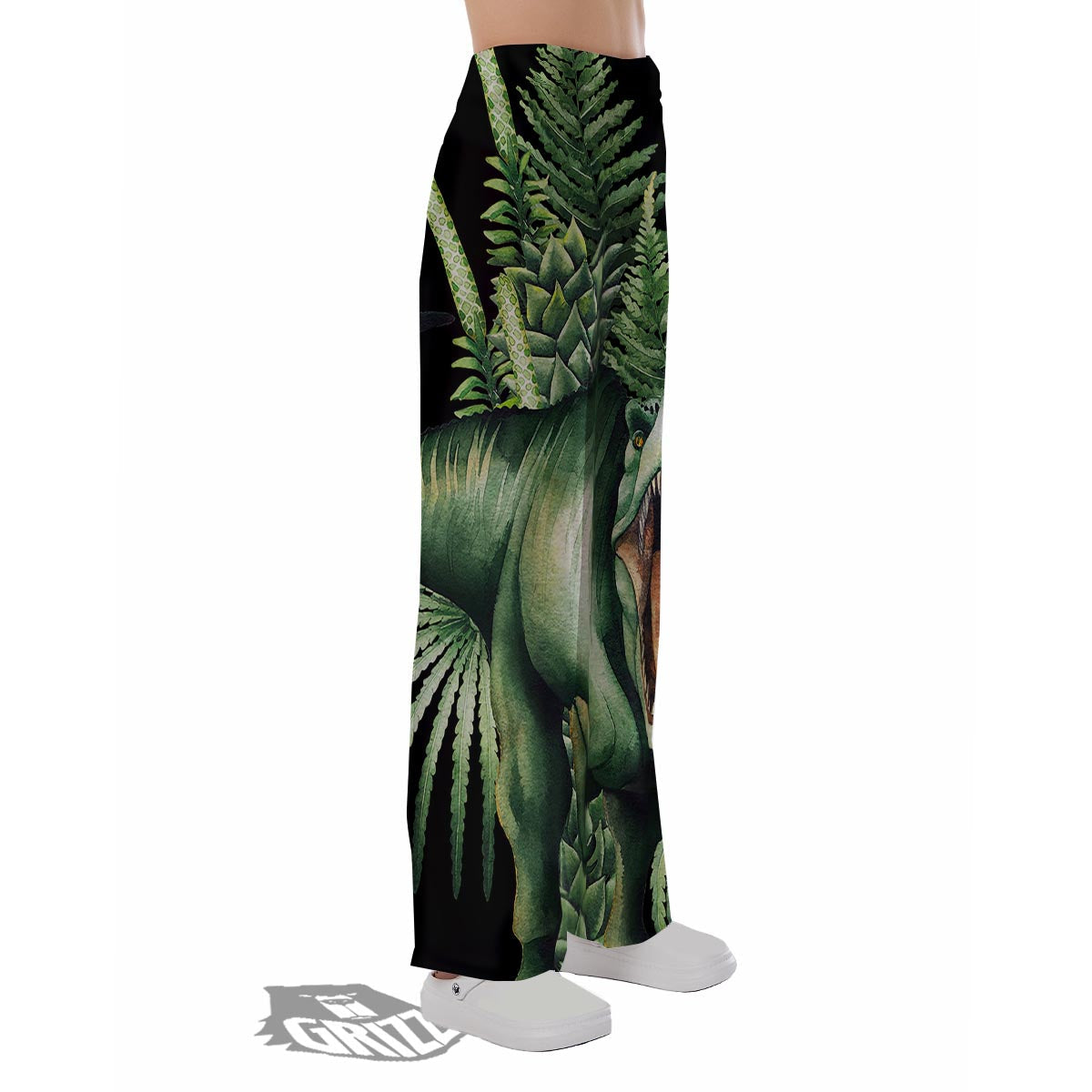 Dinosaur T Rex And Jurassic Plants Print Pajama Pants-grizzshop
