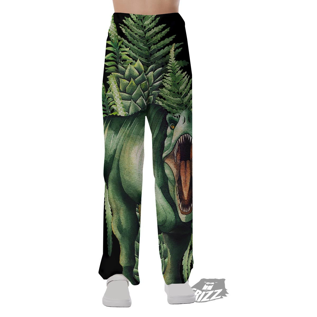 Dinosaur T Rex And Jurassic Plants Print Pajama Pants-grizzshop