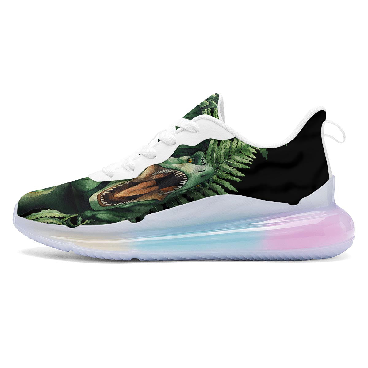 Dinosaur T Rex And Jurassic Plants Print Running Sneakers-grizzshop