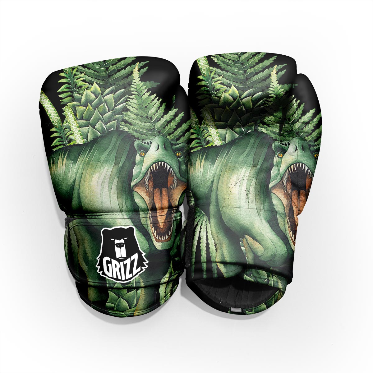 Dinosaur T Rex And Jurassic Plants Print Pro Boxing Glove
