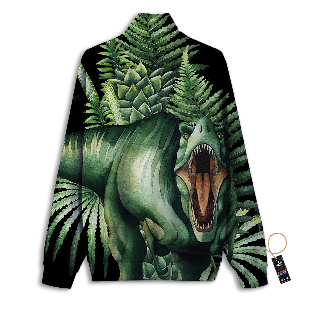 Dinosaur T Rex And Jurassic Plants Print Track Jacket-grizzshop